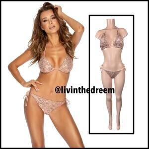 Rose Gold Boutique Sequin Bikini XL Top L Bothoms